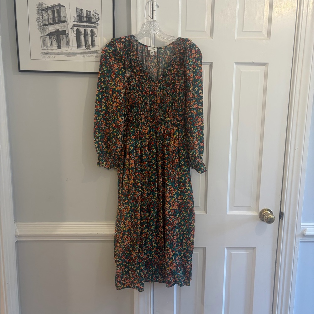 J. Crew Multicolor Floral Long Sleeve Dress